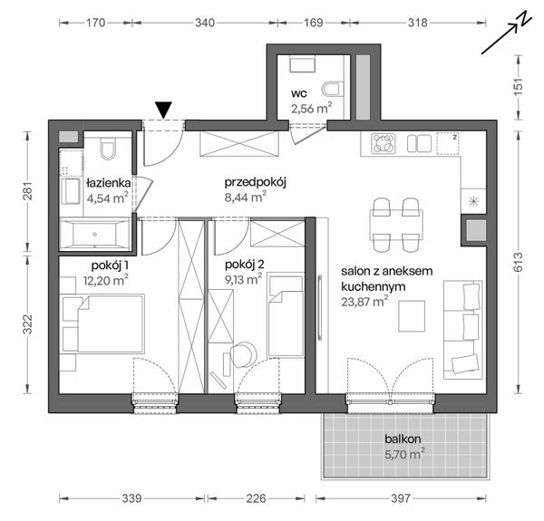 Rzut Ceglana Park - B3/A/36