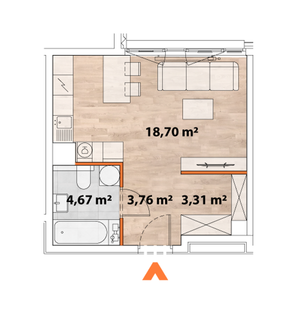 Rzut Apartamenty Portowa - A.01.06