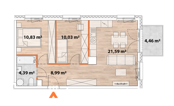 Rzut Apartamenty Portowa - A.03.05