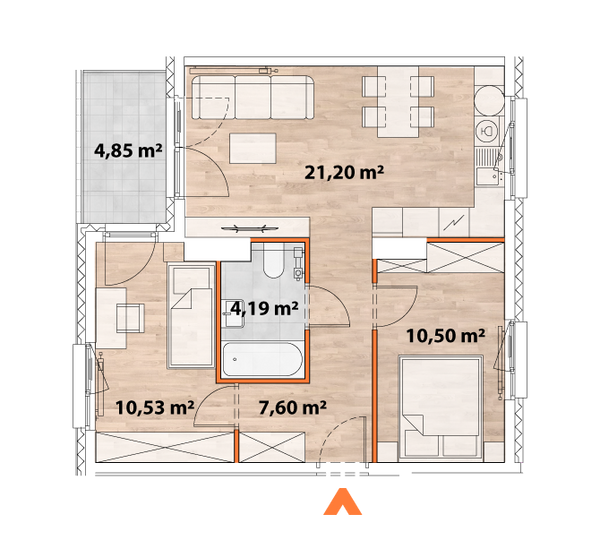 Rzut Apartamenty Portowa - A.04.07