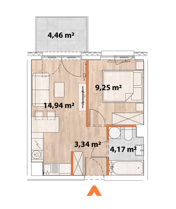 Rzut Apartamenty Portowa - A.05.02