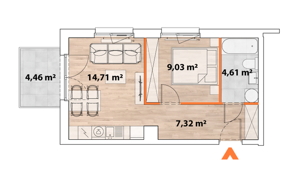 Rzut Apartamenty Portowa - A.06.01