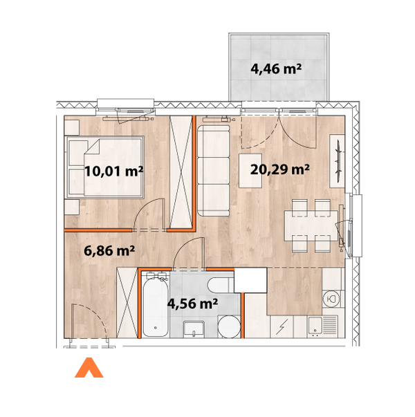 Rzut Apartamenty Portowa - A.06.04