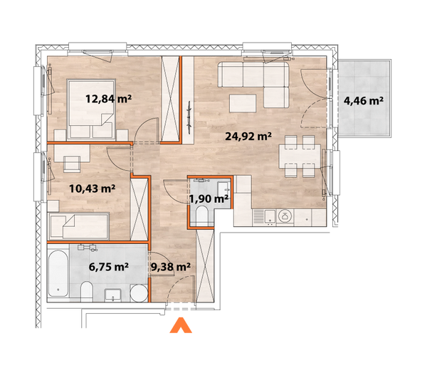 Rzut Apartamenty Portowa - C.01.03