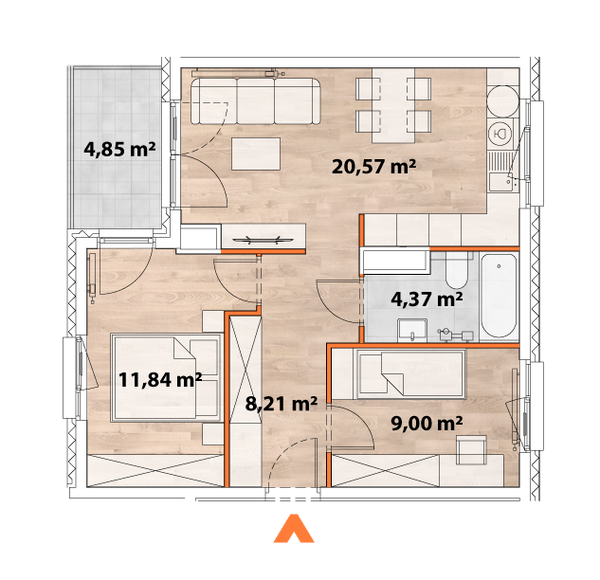Rzut Apartamenty Portowa - C.02.01