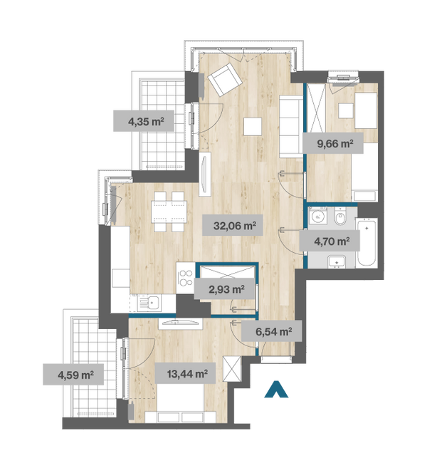 Rzut Sady Żoliborz II - F2.A.03.02