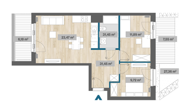 Rzut Sady Żoliborz II - F2.C.00.05