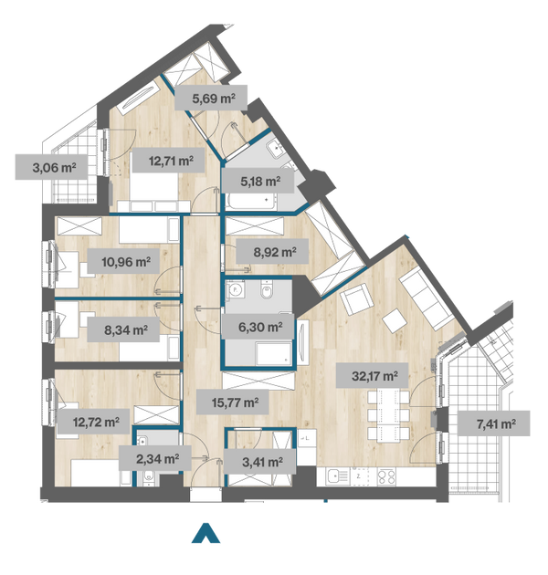 Rzut Sady Żoliborz II - F2.C.03.01