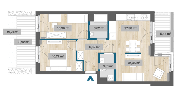Rzut Sady Żoliborz II - F2.D.00.01