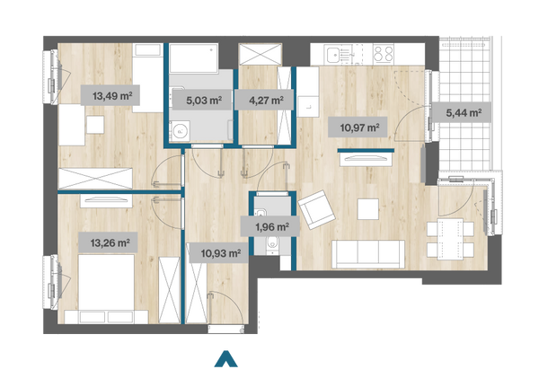 Rzut Sady Żoliborz II - F2.D.01.01