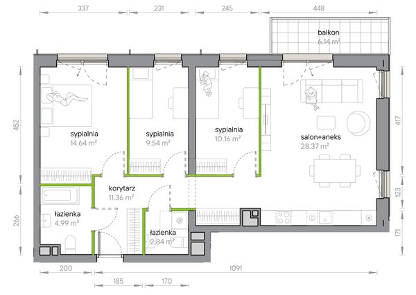 Rzut Przy Parku Vita - M1/1/3/35