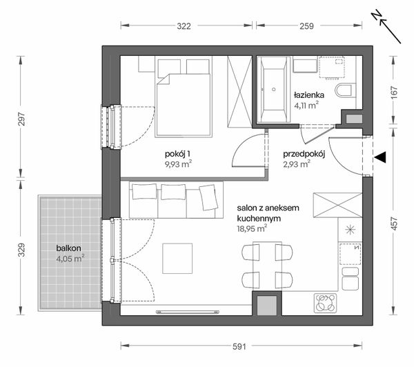Rzut Ceglana Park - B3/B/23
