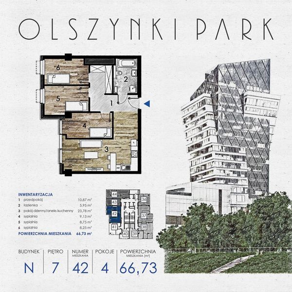 Rzut Olszynki Park - Mieszkanie na sprzedaż, Rzeszów, Śródmieście