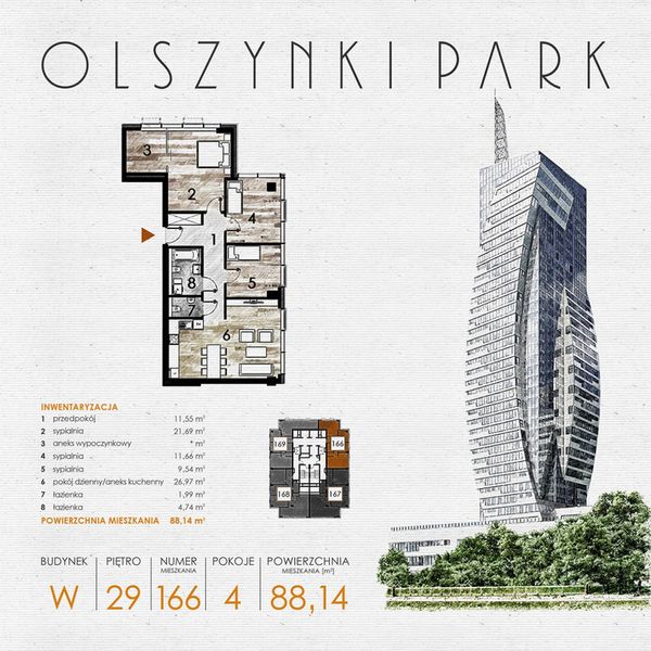 Rzut Olszynki Park - Mieszkanie na sprzedaż, Rzeszów, Śródmieście