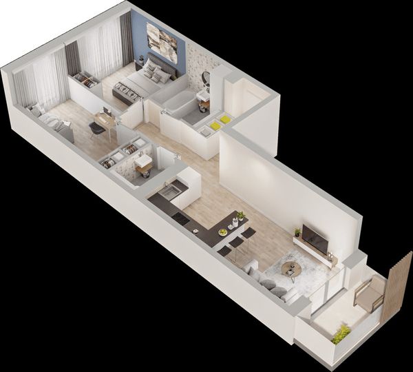 Rzut Mieszkaj w Mieście – Przy Bonarce - Mieszkanie na sprzedaż, Kraków, Podgórze Duchackie, 1012000  PLN