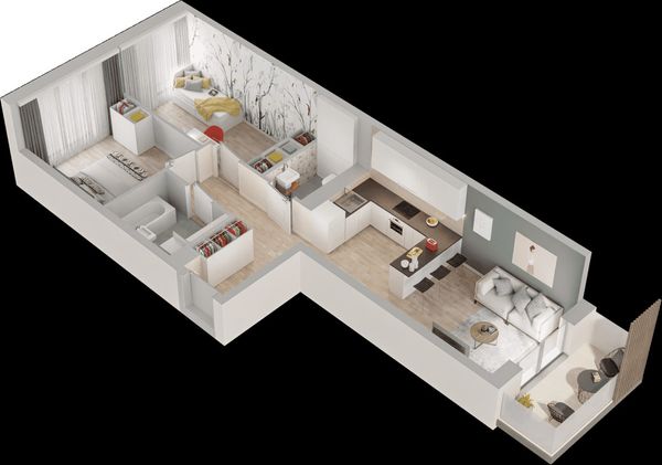 Rzut Mieszkaj w Mieście – Przy Bonarce - Mieszkanie na sprzedaż, Kraków, Podgórze Duchackie, 956000  PLN