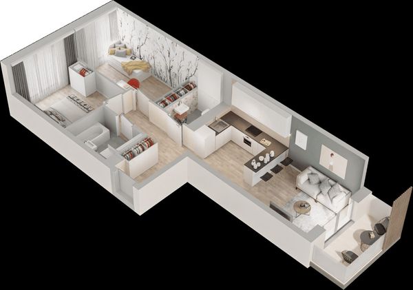 Rzut Mieszkaj w Mieście – Przy Bonarce - Mieszkanie na sprzedaż, Kraków, Podgórze Duchackie, 1030000  PLN