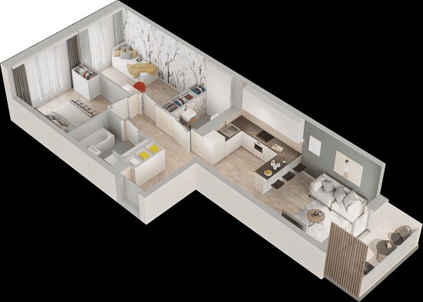 Rzut Mieszkaj w Mieście – Przy Bonarce - Mieszkanie na sprzedaż, Kraków, Podgórze Duchackie, 1053000  PLN