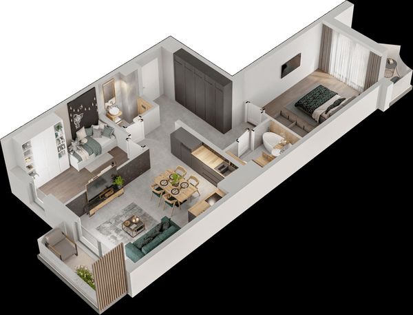 Rzut Mieszkaj w Mieście – Przy Bonarce - Mieszkanie na sprzedaż, Kraków, Podgórze Duchackie, 1094000  PLN