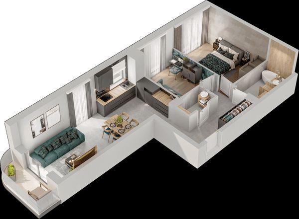 Rzut Mieszkaj w Mieście – Przy Bonarce - Mieszkanie na sprzedaż, Kraków, Podgórze Duchackie, 1068000  PLN