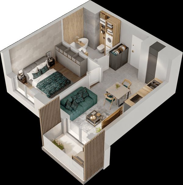 Rzut Mieszkaj w Mieście – Przy Bonarce - Mieszkanie na sprzedaż, Kraków, Podgórze Duchackie, 694000  PLN