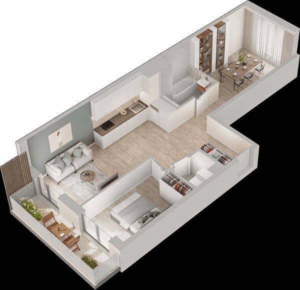 Rzut Mieszkaj w Mieście – Przy Bonarce - Mieszkanie na sprzedaż, Kraków, Podgórze Duchackie, 904000  PLN