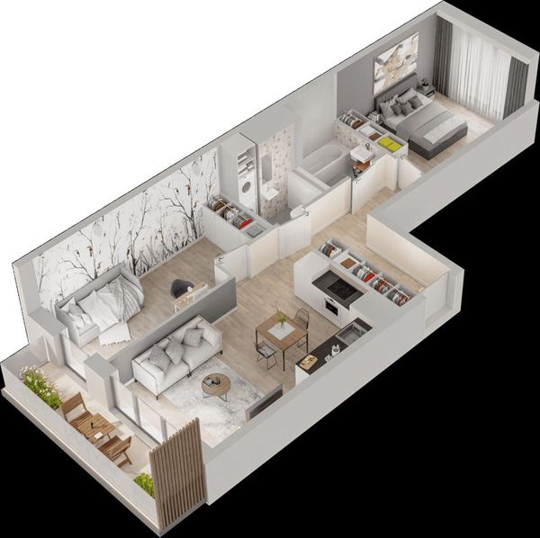 Rzut Mieszkaj w Mieście – Przy Bonarce - Mieszkanie na sprzedaż, Kraków, Podgórze Duchackie, 954000  PLN