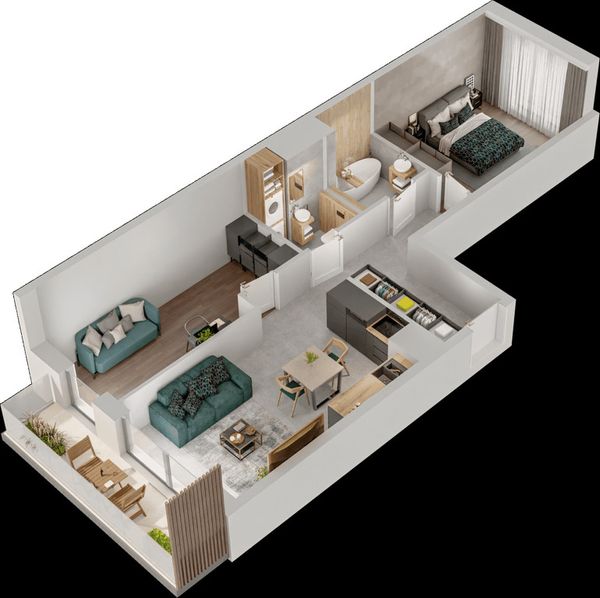 Rzut Mieszkaj w Mieście – Przy Bonarce - Mieszkanie na sprzedaż, Kraków, Podgórze Duchackie, 1001000  PLN