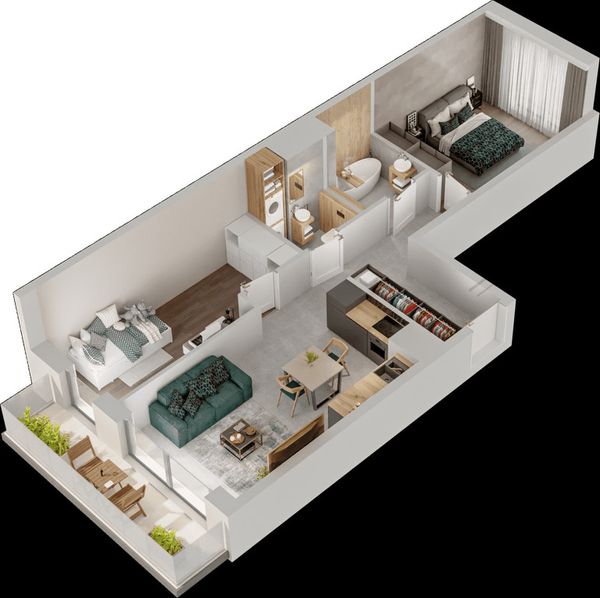 Rzut Mieszkaj w Mieście – Przy Bonarce - Mieszkanie na sprzedaż, Kraków, Podgórze Duchackie, 1018000  PLN