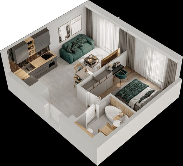 Rzut Mieszkaj w Mieście – Przy Bonarce - Mieszkanie na sprzedaż, Kraków, Podgórze Duchackie, 686000  PLN