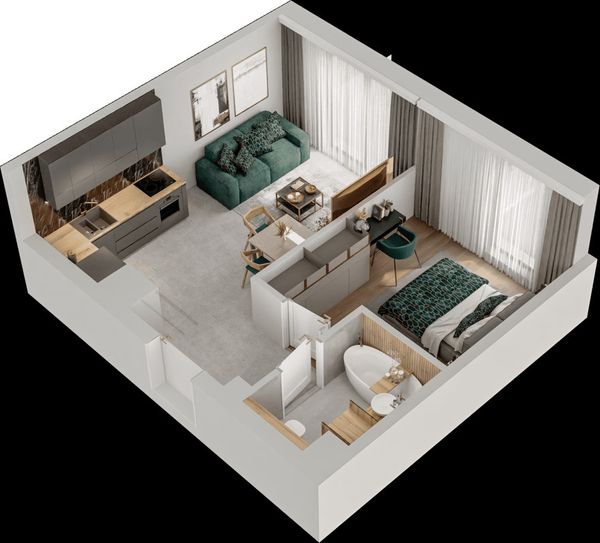 Rzut Mieszkaj w Mieście – Przy Bonarce - Mieszkanie na sprzedaż, Kraków, Podgórze Duchackie, 728000  PLN