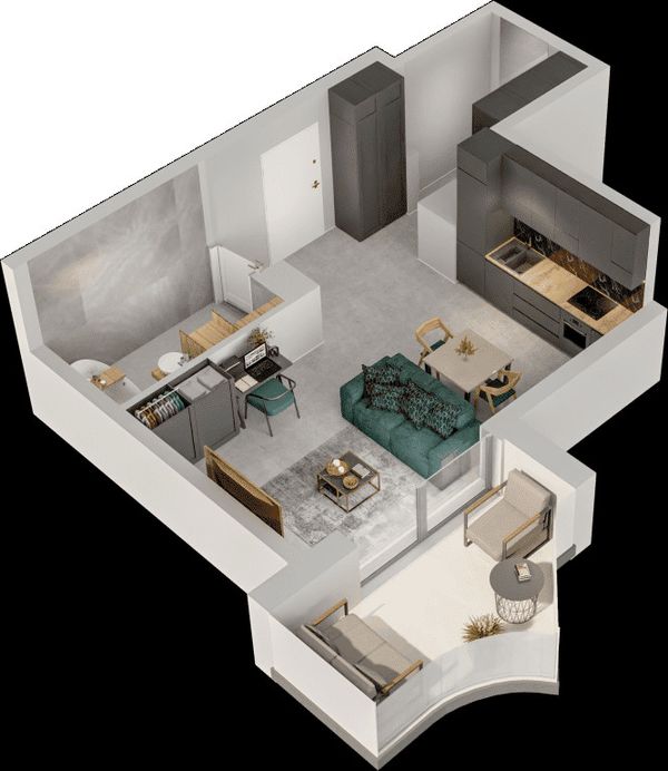 Rzut Mieszkaj w Mieście – Przy Bonarce - Mieszkanie na sprzedaż, Kraków, Podgórze Duchackie, 657000  PLN