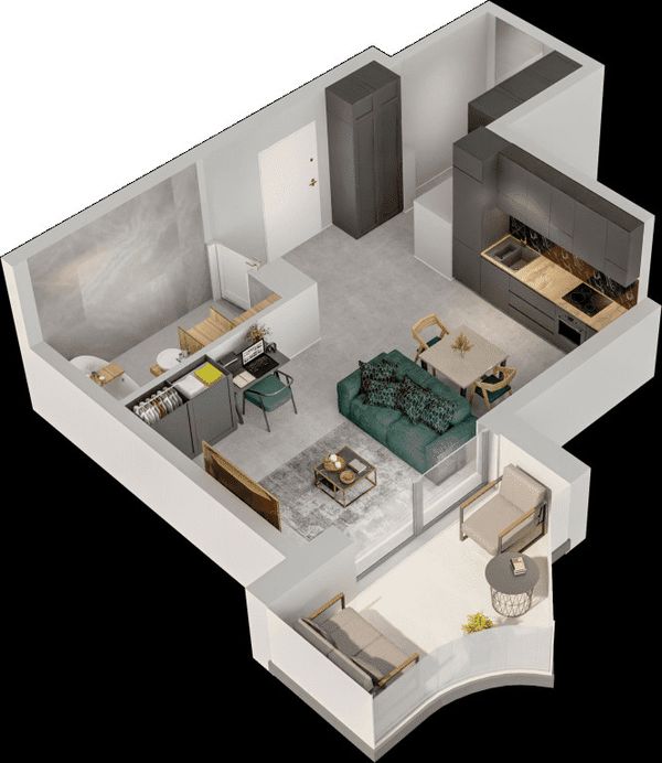 Rzut Mieszkaj w Mieście – Przy Bonarce - Mieszkanie na sprzedaż, Kraków, Podgórze Duchackie, 664000  PLN