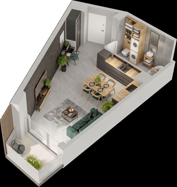 Rzut Mieszkaj w Mieście – Przy Bonarce - Mieszkanie na sprzedaż, Kraków, Podgórze Duchackie, 597000  PLN