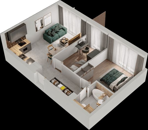 Rzut Mieszkaj w Mieście – Przy Bonarce - Mieszkanie na sprzedaż, Kraków, Podgórze Duchackie, 863000  PLN