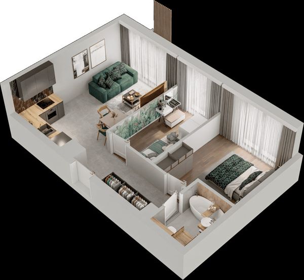 Rzut Mieszkaj w Mieście – Przy Bonarce - Mieszkanie na sprzedaż, Kraków, Podgórze Duchackie, 873000  PLN