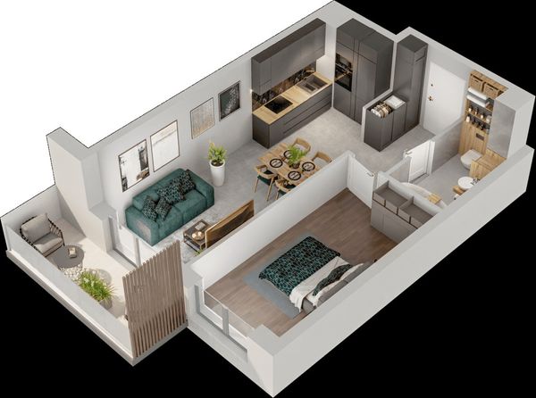 Rzut Mieszkaj w Mieście – Przy Bonarce - Mieszkanie na sprzedaż, Kraków, Podgórze Duchackie, 792000  PLN