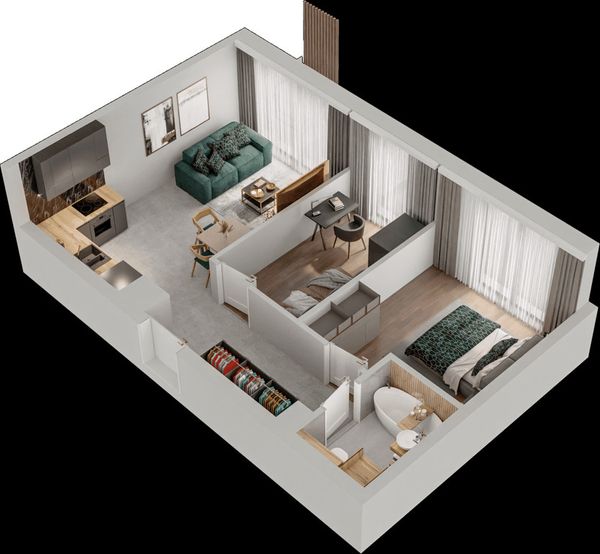 Rzut Mieszkaj w Mieście – Przy Bonarce - Mieszkanie na sprzedaż, Kraków, Podgórze Duchackie, 854000  PLN