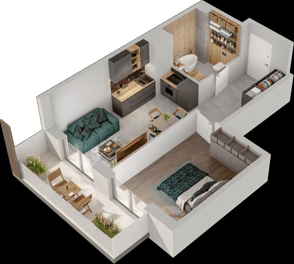 Rzut Mieszkaj w Mieście – Przy Bonarce - Mieszkanie na sprzedaż, Kraków, Podgórze Duchackie, 804000  PLN