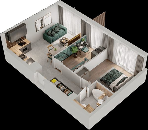 Rzut Mieszkaj w Mieście – Przy Bonarce - Mieszkanie na sprzedaż, Kraków, Podgórze Duchackie, 914000  PLN