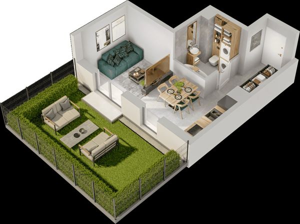 Rzut Mieszkaj w Mieście – Przy Bonarce - Mieszkanie na sprzedaż, Kraków, Podgórze Duchackie, 585000  PLN