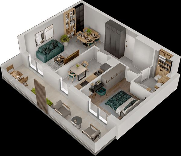 Rzut Mieszkaj w Mieście – Przy Bonarce - Mieszkanie na sprzedaż, Kraków, Podgórze Duchackie, 800000  PLN