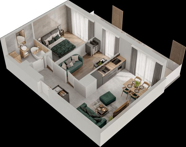 Rzut Mieszkaj w Mieście – Przy Bonarce - Mieszkanie na sprzedaż, Kraków, Podgórze Duchackie, 908000  PLN