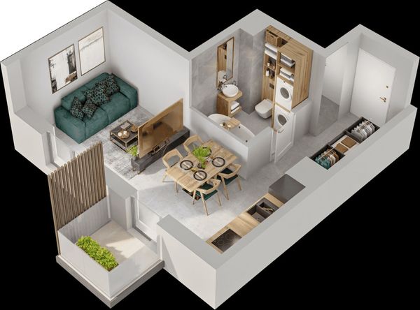 Rzut Mieszkaj w Mieście – Przy Bonarce - Mieszkanie na sprzedaż, Kraków, Podgórze Duchackie, 615000  PLN