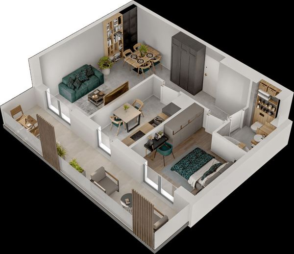 Rzut Mieszkaj w Mieście – Przy Bonarce - Mieszkanie na sprzedaż, Kraków, Podgórze Duchackie, 886000  PLN