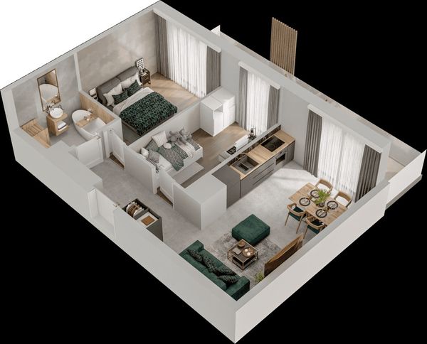 Rzut Mieszkaj w Mieście – Przy Bonarce - Mieszkanie na sprzedaż, Kraków, Podgórze Duchackie, 978000  PLN