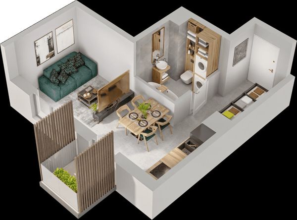 Rzut Mieszkaj w Mieście – Przy Bonarce - Mieszkanie na sprzedaż, Kraków, Podgórze Duchackie, 649000  PLN