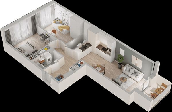 Rzut Mieszkaj w Mieście – Przy Bonarce - Mieszkanie na sprzedaż, Kraków, Podgórze Duchackie, 997000  PLN