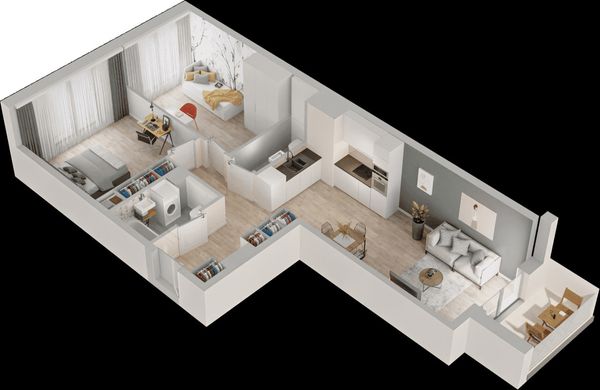 Rzut Mieszkaj w Mieście – Przy Bonarce - Mieszkanie na sprzedaż, Kraków, Podgórze Duchackie, 1024000  PLN