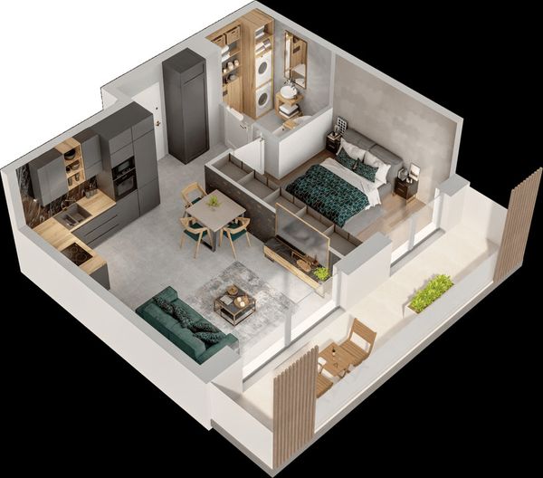 Rzut Mieszkaj w Mieście – Przy Bonarce - Mieszkanie na sprzedaż, Kraków, Podgórze Duchackie, 792000  PLN